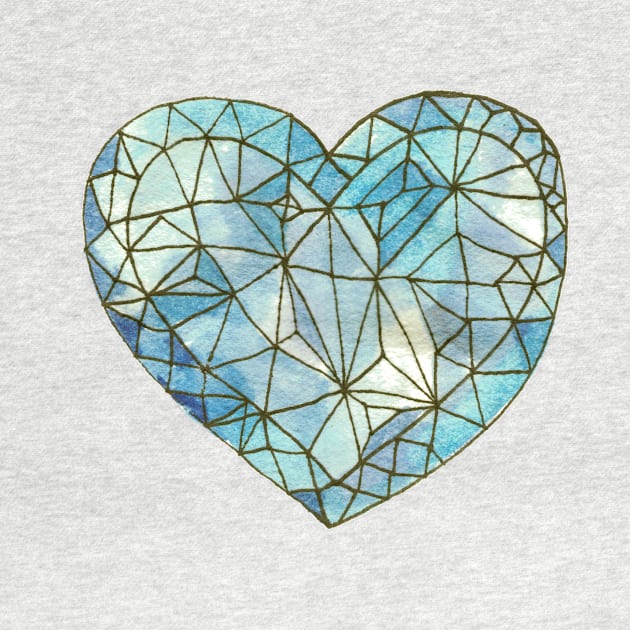 Heart of Glass Crystal Gemstone Jewel Blue by Cecilia Mok